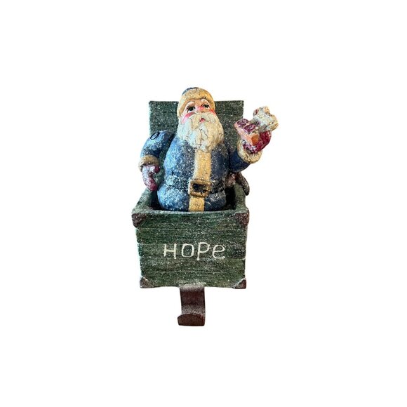 Vintage Jack in the Box Santa Claus Stocking Holder "Hope" Christmas Decor - Picture 1 of 7